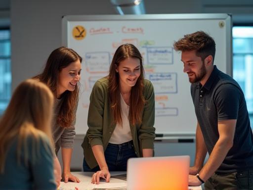 Startup team collaborating